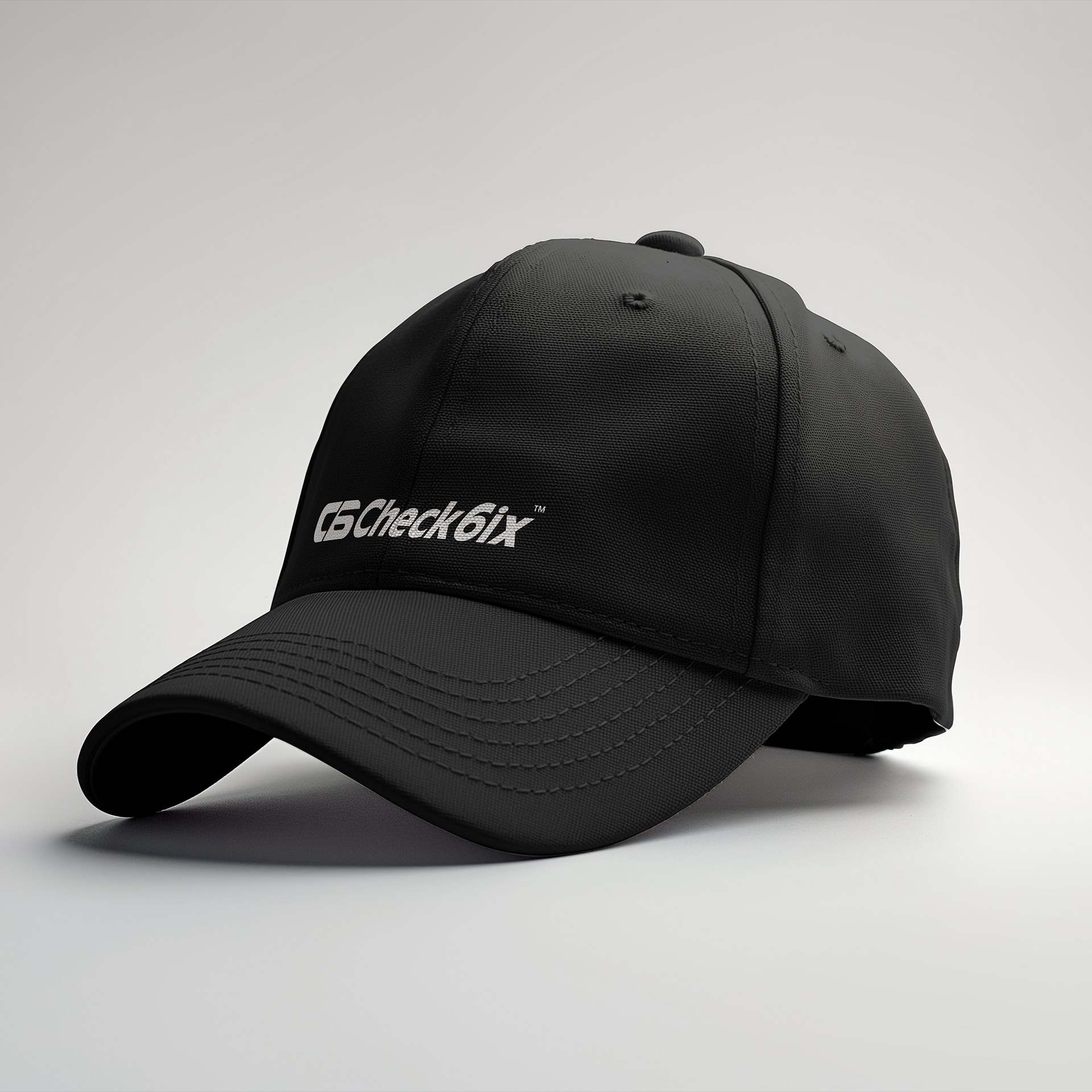 Black Check6ix baseball cap with white embroidered wordmark
