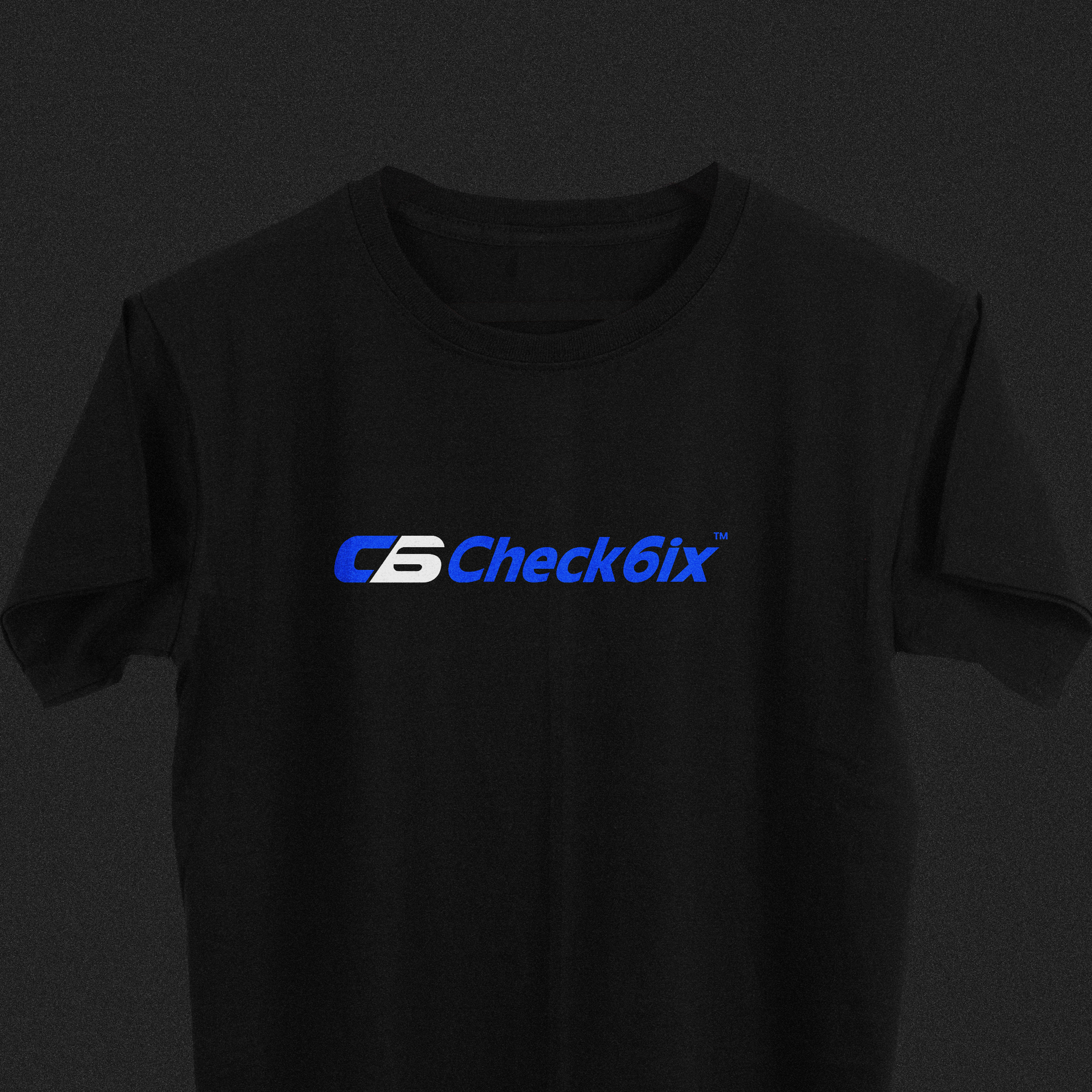 Black Check6ix T-shirt with blue and white chest logo